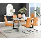 Furniture Box Carson White Marble Effect Dining Table and 6 Mustard Lorenzo Chairs