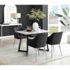 Furniture Box Carson White Marble Effect Dining Table and 4 Black Calla Silver Leg Chairs