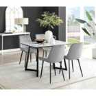 Furniture Box Carson White Marble Effect Dining Table and 4 Grey Pesaro Black Leg Chairs