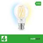 4Lite Smart Connected By Wiz A60 B22 Filament Bulb Clear Twin Pack