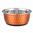Classic Luxury Copper Embossed Pet Bowl 1900Ml - Twin Pack
