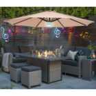 3m Cream Outdoor Cantilever Banana Garden Parasol with Bluetooth Speaker and LED Lights