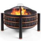VonHaus Fire Pit, 2 in 1 Firepit with BBQ Cooking Grill for Outdoor, Garden, Patio, Use Wood or Charcoal to Fuel