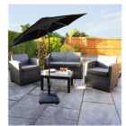 2m Black Outdoor Crank and Tilt Garden Parasol