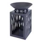 Outdoor Garden Brazier Fire Pit with Log Store Black Metal