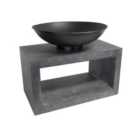 Firebowl and Rectangle Console - Steel/Fibreclay - L51 x W64 x H52 cm - Cement