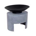 Firebowl and Oval Console - Steel/Fibreclay - L39.5 x W46 x H41 cm - Cement