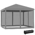 Outsunny 3 x 3 m Pop Up Gazebo, Garden Tent with Removable Mesh Sidewall Netting, Carry Bag for Backyard Patio Outdoor Light Grey