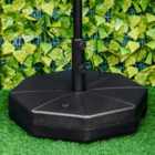 Outsunny Garden Parasol Base Stand Up to 28kg Water or 40kg Sand Filled, Black
