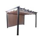 Seville Gazebo Outdoor Garden BBQ Shelter, Party Tent with Retractable Canopy - L300 x W300 x H260 cm - Mocha/Beige