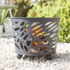 Garden Metal Firepit Outdoor Log Basket Heat Black
