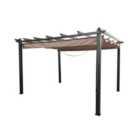 Seville Gazebo Outdoor Garden BBQ Shelter, Party tent with Retractable Canopy - L300 x W400 x H260 cm - Mocha/Beige