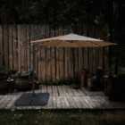 Apollo Banana Cantilever Parasol with Built in LED Lights Beige