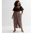Curves Brown Leopard Print Cropped Trousers