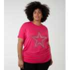 Blue Vanilla Curves Bright Pink Diamanté Star T-Shirt 