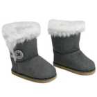 Sophias By Teamson Kids Gray Winter Button Boots W/ Fur Accessory For 18" Dolls
