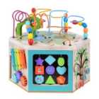 Teamson Kids Preschool Play Lab 7-in-1 Large Wooden Activity Station Natural
