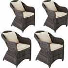 Tectake 4 Garden Chairs Luxury Rattan With Cushions Grey