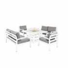 Hex Living Firepit Table With 2 Sofas And 2 Chairs White