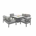 Hex Living Firepit Table With 2 Sofas And 2 Chairs Grey