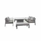 Hex Living Square Dual Height Table With 2 Sofas And 2 Large Benches Grey