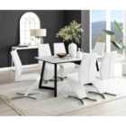 Furniture Box Carson White Marble Effect Dining Table and 6 White Willow Chairs