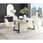 Furniture Box Carson White Marble Effect Dining Table and 6 Cream Pesaro Gold Leg Chairs