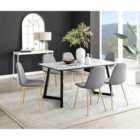 Furniture Box Carson White Marble Effect Dining Table and 6 Grey Corona Gold Leg Chairs