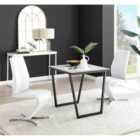 Furniture Box Carson White Marble Effect Square Dining Table and 2 White Willow Chairs
