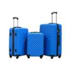Groundlevel Blue 3pc ABS 4 Wheel Diamond Luggage Set