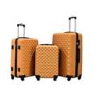 Groundlevel Orange 3pc ABS 4 Wheel Diamond Luggage Set