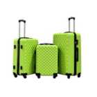 Groundlevel Green 3pc ABS 4 Wheel Diamond Luggage Set