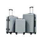 Groundlevel Silver 3pc ABS 4 Wheel Diamond Luggage Set