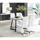 Furniture Box Carson White Marble Effect Dining Table and 4 White Willow Chairs