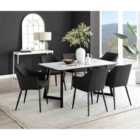 Furniture Box Carson White Marble Effect Dining Table and 6 Black Calla Black Leg Chairs