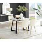 Furniture Box Carson White Marble Effect Dining Table and 4 Cream Pesaro Gold Leg Chairs