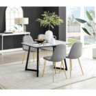 Furniture Box Carson White Marble Effect Dining Table and 4 Grey Corona Gold Leg Chairs