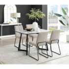 Furniture Box Carson White Marble Effect Dining Table and 4 Taupe Halle Chairs