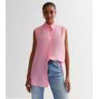Pink Sleeveless Oversized Shirt