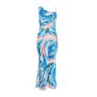 QUIZ Petite Multicoloured Swirl Satin Maxi Dress