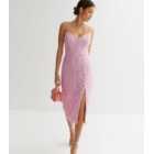 Premium Bright Pink Lace Bodycon Midi Dress