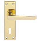 Victorian Straight Polished Brass Lock Door Handle - 1 Pair