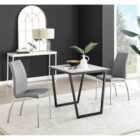 Furniture Box Carson White Marble Effect Square Dining Table and 2 Grey Isco Chairs