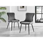 Furniture Box 2x Nora Dark Grey Velvet Black Leg Dining Chairs