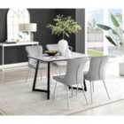 Furniture Box Carson White Marble Effect Dining Table and 4 Light Grey Nora Silver Leg Chairs