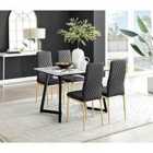 Furniture Box Carson White Marble Effect Dining Table and 4 Cappuccino Milan Gold Leg Chairs