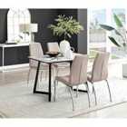 Furniture Box Carson White Marble Effect Dining Table and 4 Grey Isco Chairs