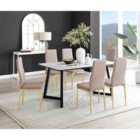 Furniture Box Carson White Marble Effect Dining Table and 6 Cappuccino Milan Gold Leg Chairs
