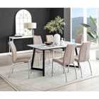 Furniture Box Carson White Marble Effect Dining Table and 6 Grey Isco Chairs