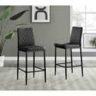 Furniture Box 2x Milan Black Leather Black Leg Bar Stools